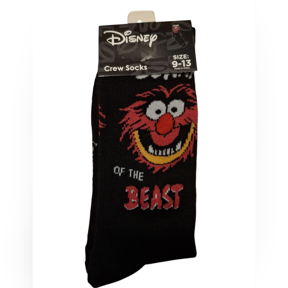 Mens Disney Muppets Animal Black Crew Socks - Beast Design